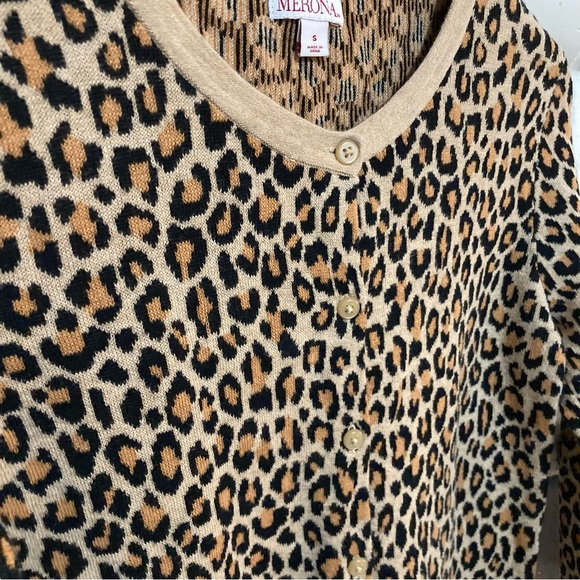 Leopard Print Button Cardigan Sweater Size Small - Picture 3 of 8